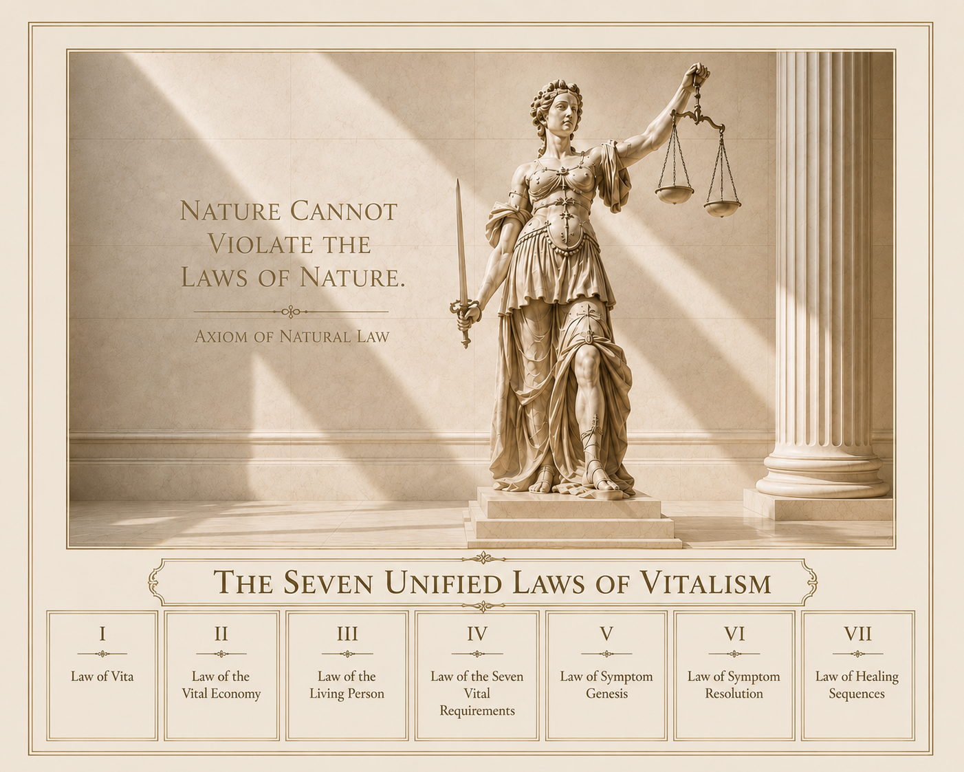 The Seven Unified Laws of Vitalism presented beneath the Axiom of Natural Law